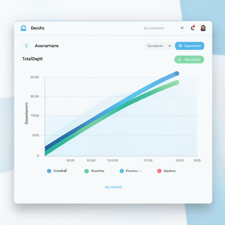Dashboard visualization comparing Snowball and Avalanche debt repayment methods through a clear progress chart.