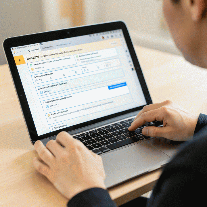 Guru menggunakan tablet untuk membuat rencana pelajaran dan lembar kerja interaktif secara efisien.