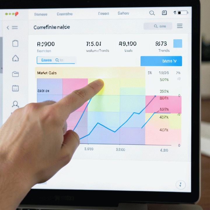 Analisis kompetitor real-time pada dashboard e-commerce, menunjukkan perbandingan harga dan tren penjualan produk di pasar Shopee.