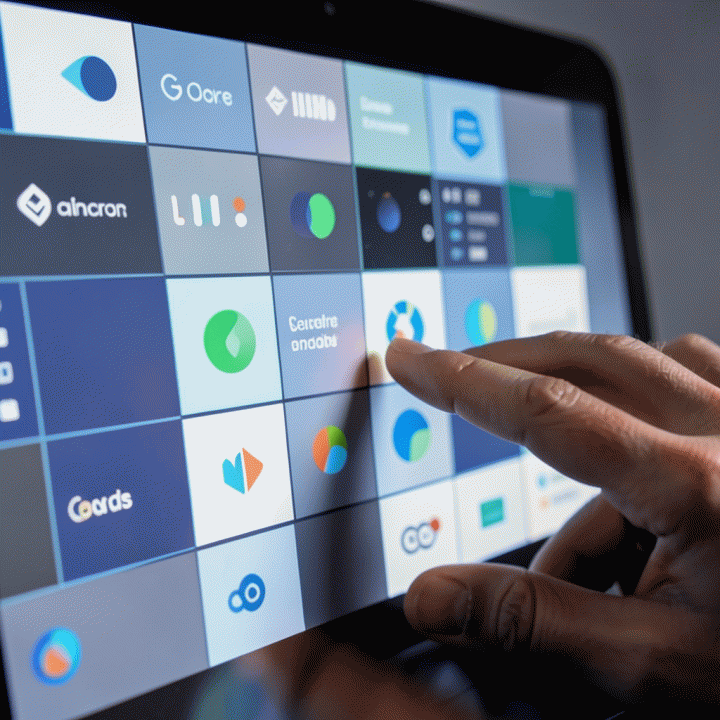 Hand interacting with an AI interface showing consistent brand elements for visual branding.