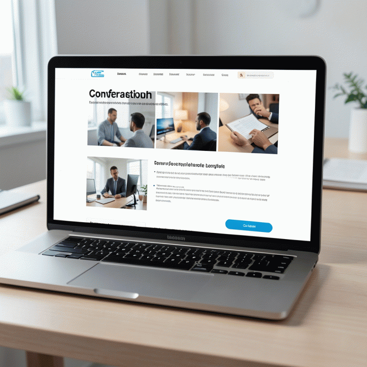 Tampilan layout landing page yang terstruktur dan optimal untuk konversi tinggi, menonjolkan alur visual tanpa teks.