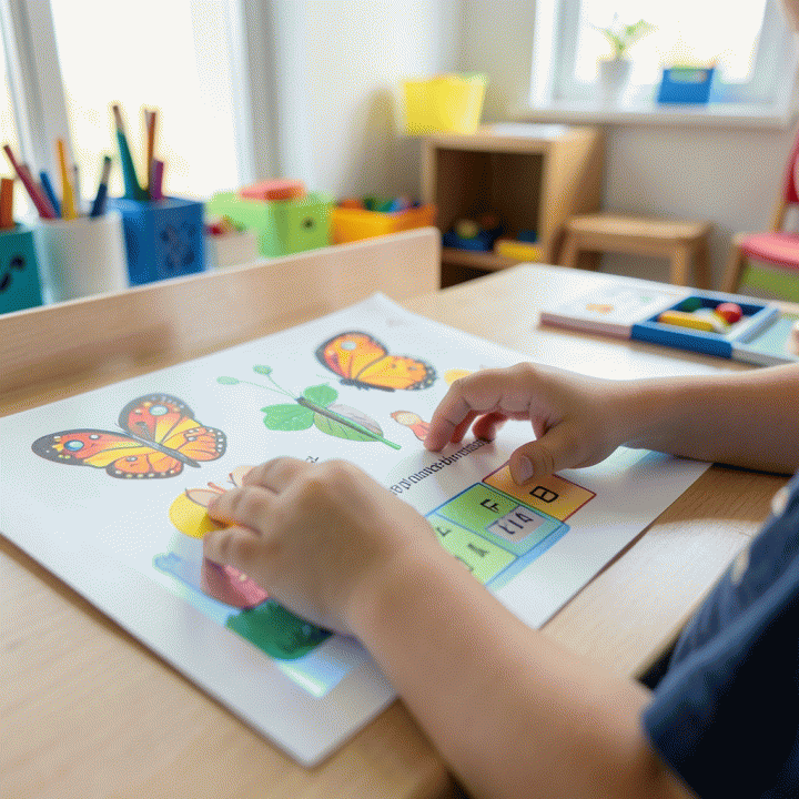 Anak-anak belajar dengan materi interaktif yang diproyeksikan, menunjukkan pembelajaran yang menarik dan relevan berkat teknologi AI.