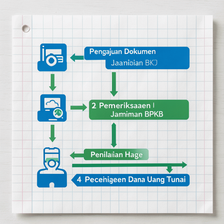 Ilustrasi langkah demi langkah prosedur gadai BPKB motor yang tersusun rapi dan mudah dipahami.