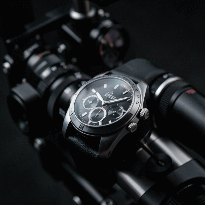 Detail close-up produk mewah yang difoto dengan teknik focus stacking, menonjolkan ketajaman dan tekstur maksimal.