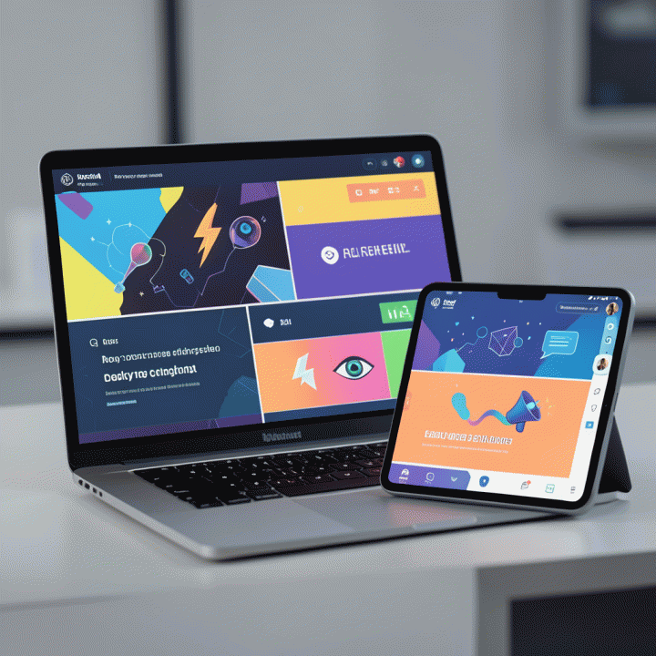 Visualisasi dashboard AI yang menampilkan berbagai ide headline dan konsep hook konten media sosial secara abstrak dan menarik.