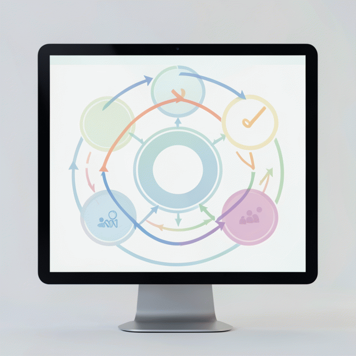 Abstract digital visualization of family financial flow management using flow diagrams and growth arrows.