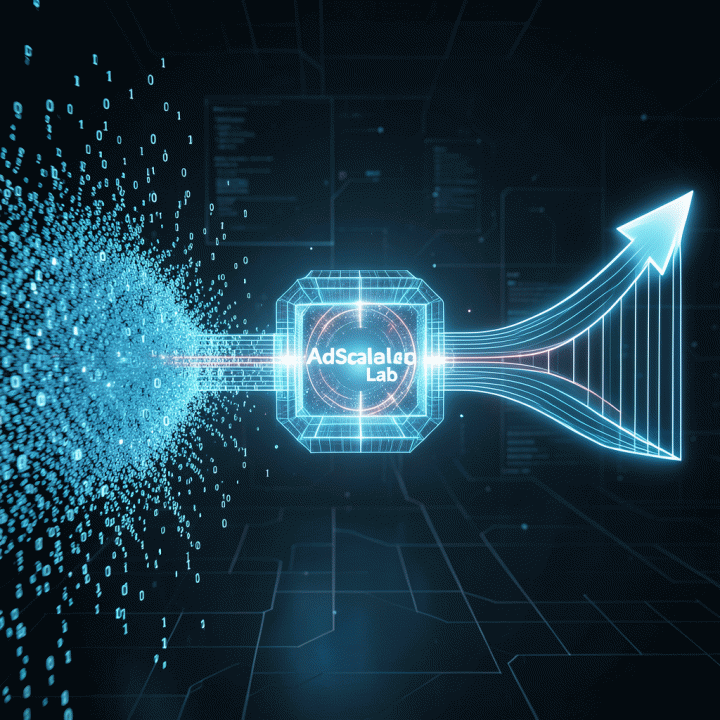 Visualisasi abstrak proses mengubah data mentah yang rumit menjadi strategi pemasaran yang terstruktur dan actionable.