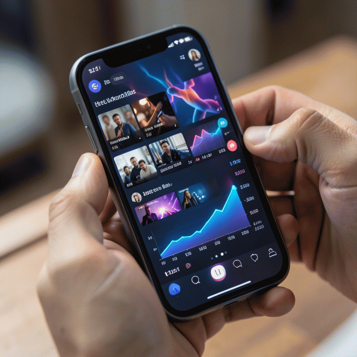 Penggunaan smartphone untuk menganalisis dan membuat strategi konten visual yang menarik di berbagai platform media sosial.