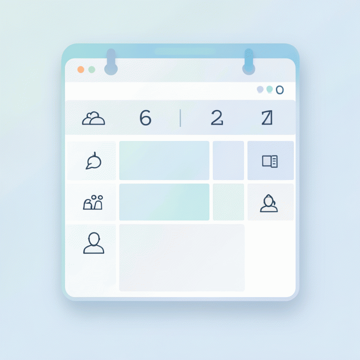 Visualisasi abstrak time blocking pada antarmuka kalender digital yang bersih dan modern.