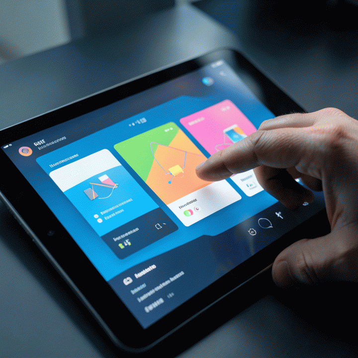 Antarmuka AI untuk membuat thumbnail video secara otomatis di tablet.