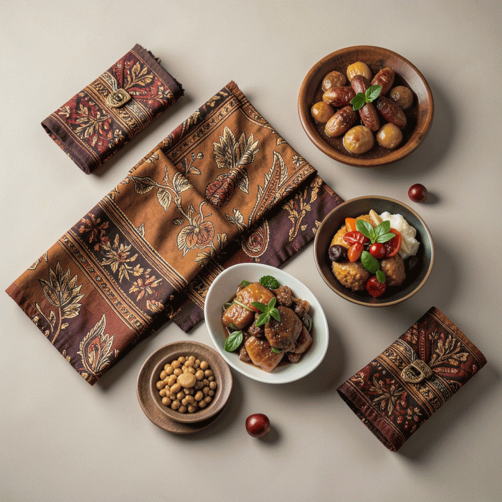 Foto produk e-commerce berkualitas tinggi dari sudut pandang atas (flat lay) dengan pencahayaan studio yang profesional, menunjukkan peningkatan resolusi dan detail.