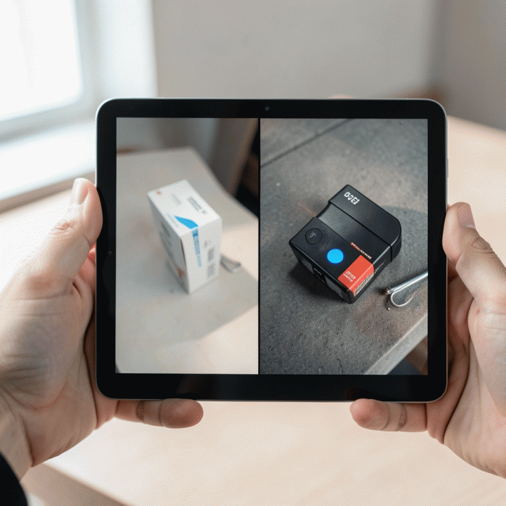 Penggunaan AI untuk membandingkan dan meningkatkan kualitas foto produk e-commerce yang buram menjadi resolusi tinggi dan tajam.