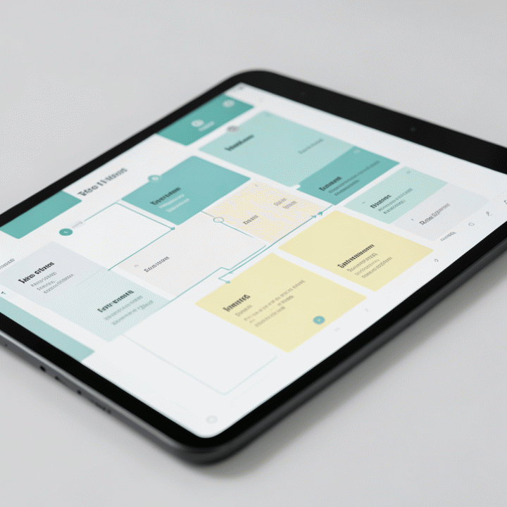 Visualisasi perencanaan waktu yang terstruktur dan efisien pada tablet.