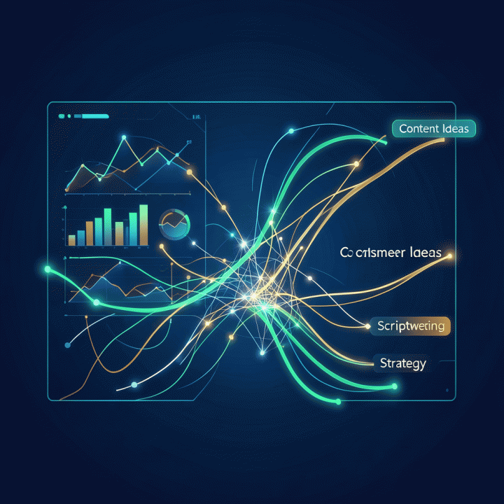 Visualisasi konseptual tentang bagaimana data menjadi persona pelanggan yang terstruktur dan strategi konten pemasaran.