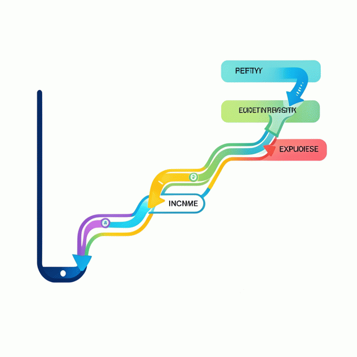Abstract visual flow chart representing the flow of personal financial expenses.