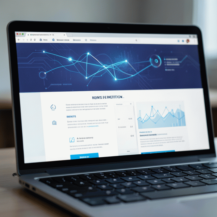 Tampilan antarmuka desain landing page yang modern dan terstruktur di layar digital, menunjukkan bagaimana AI membantu menyusun elemen konversi.