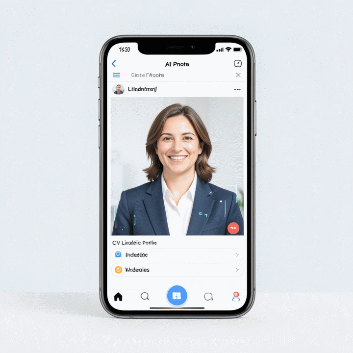 Visualisasi penggunaan AI editor foto profesional di layar smartphone.