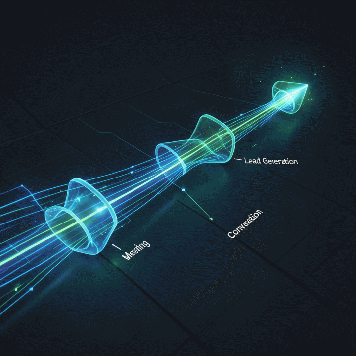 Visualisasi pipeline penjualan digital yang bergerak cepat dan terstruktur, menunjukkan proses dari prospek hingga konversi yang optimal.